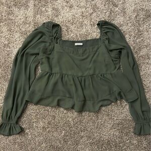 Abercrombie & Fitch, Green puff sleeve top